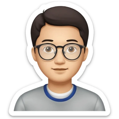 Asian man with glasses, friendly look, plain background sticker