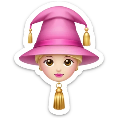 Pink light gradient gradation hat with gold tassel sticker