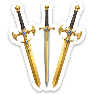 Two Golden royal swords with gold blades and gold handel sticker