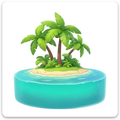 small tropical island with palm trees and turquoise lagoon, floating island, isolated, no background, transparent PNG, centered sticker
