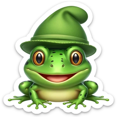 frog wearing a frog hat sticker