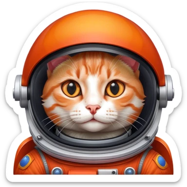 A Cat wearing an Red Astronaut helmet sticker