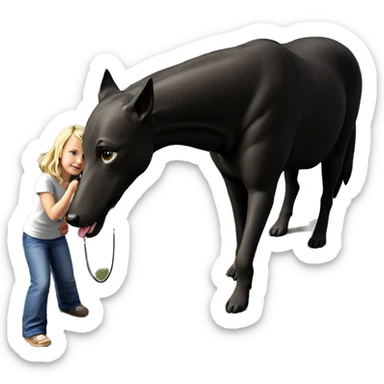 blonde girl with dog outdoors sticker