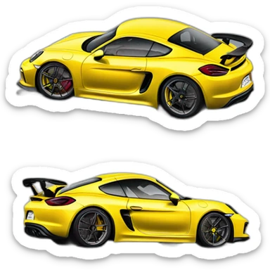 yellow porsche cayman gt4 sportscar drifting sticker