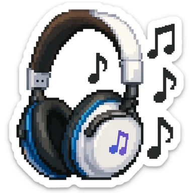 Add music notes to the AirPods MAX headphones in pixel art style. Note: pixel art style does not support editing, so using general style editor with pixel art style hints. sticker