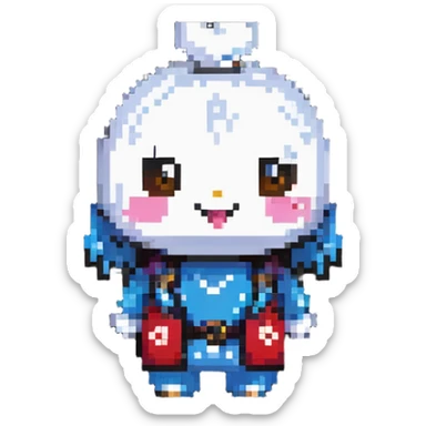 simple Japanese mascot character with soft appearance sticker