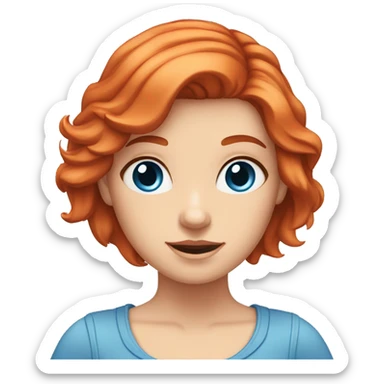 white-girl-red-hair-blue-eyes-pointing-to-temple-to-her-right sticker
