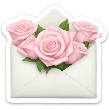 White envelope with light pink roses sticker