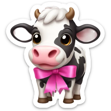Cute cow with pink ribbon  sticker