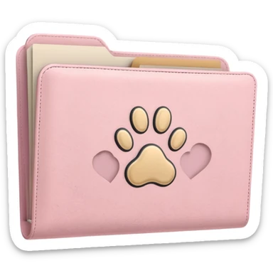 a pastel folder of documents with a pawprint on it sticker