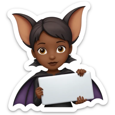Black girl Bat holding large blank sign sticker