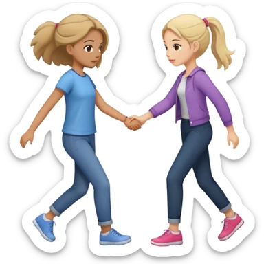 Girl pushing other girl away sticker