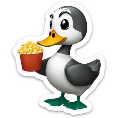 Duck eating popcorn sticker