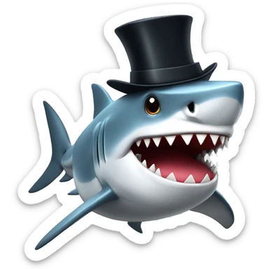 Shark with a top hat sticker