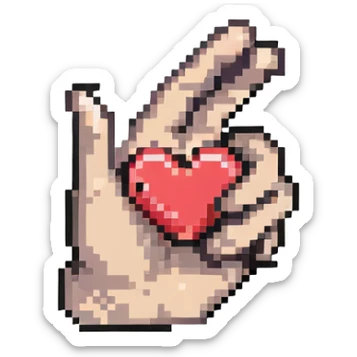 Korean finger heart, hand gesture making small heart shape sticker