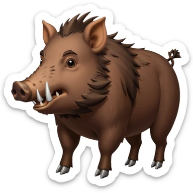 An emoji of a large wild boar, representing hunting in ancient European forests. sticker