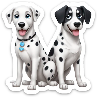 kawaii style, dalmatian, white and grey siberian husky, in love sticker
