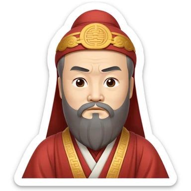 Cinematic Realistic Confucius Portrait Emoji, depicted as a wise ancient philosopher in traditional robes with a serene, contemplative expression, rendered with soft timeless textures and harmonious natural lighting that captures his enduring wisdom. sticker