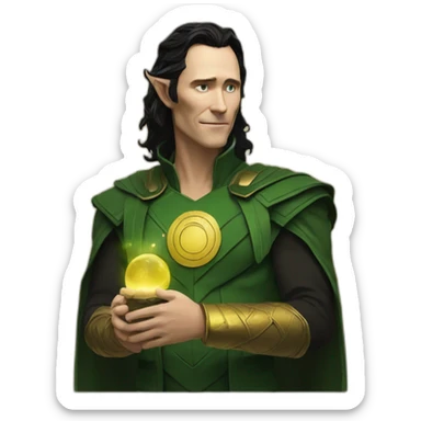 Loki with god of story suite sticker