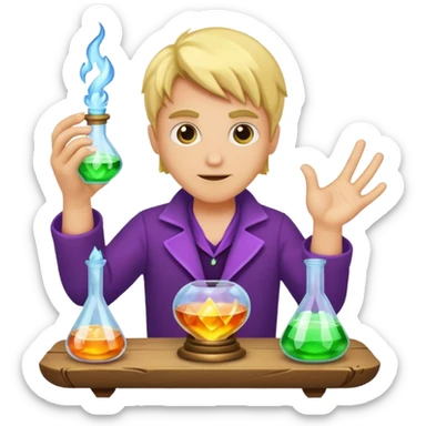 potion maker snapping fingers crystal spark idea sticker