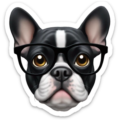 black frenchie with glasses sticker