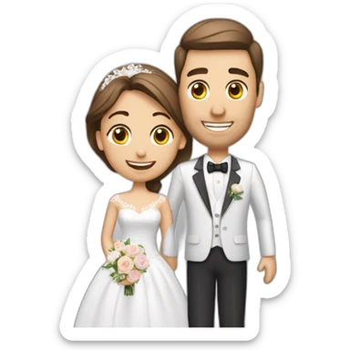 female life insurance advisor with newly wed couple sticker