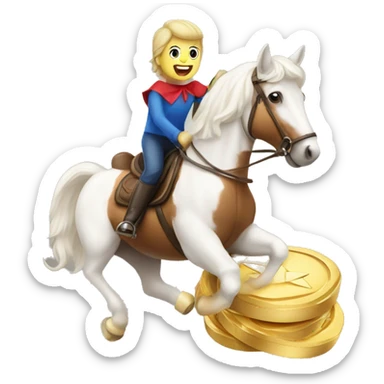 Gold medal winning marshmallow riding a horse sticker