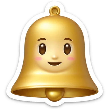 golden bell emoji,
cute emoji style, mobile game emoji,
soft 3D look, smooth gradients,
white outline sticker style,
no background sticker