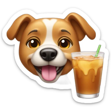 caramel dog with glass of drink sticker