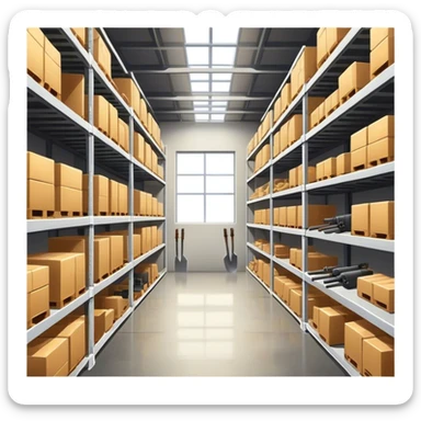 a warehouse with weapons sticker