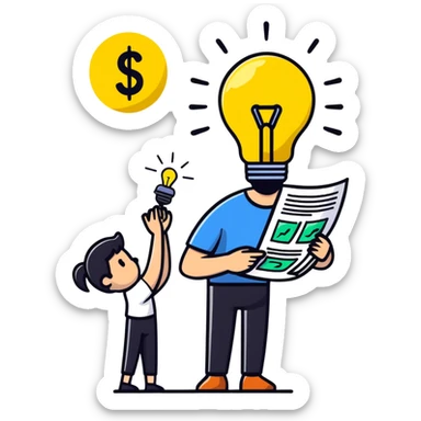 smart entrepreneur with business plan and lightbulb sticker