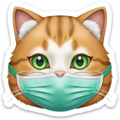 Cat in surgical mask sticker
