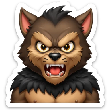 Create an emoji of Werewolf half bodied till waist sharp nails angry face black sticker