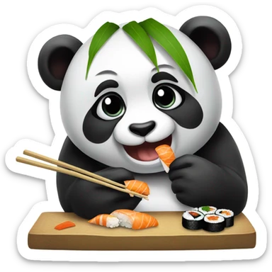 panda eating sushi sticker