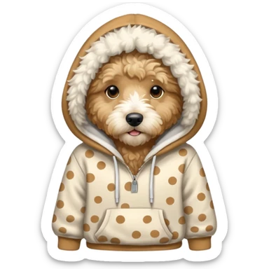 Goldendoodle with white spots hoodie sticker