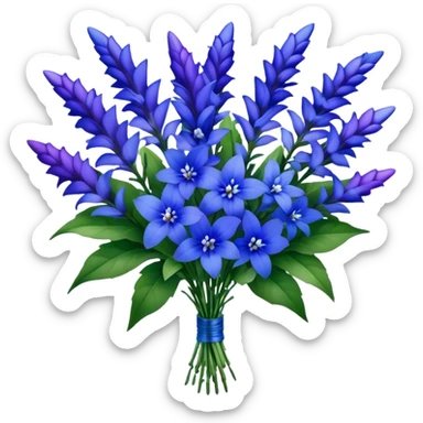 luxuriant, big bouquet Lobelia, stem, leaf, natural, realistic  sticker