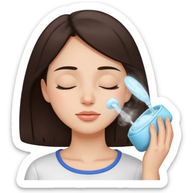 girl brunette getting a deep facial cleansing eyes closed sticker