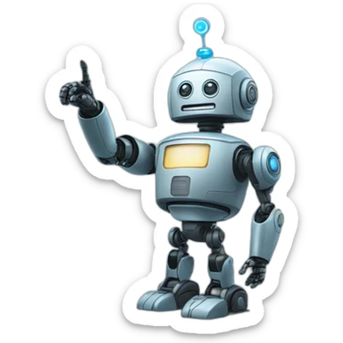robot pointing to the sky above sticker