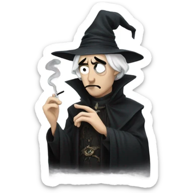 Pale Warlock smoking a cigarette and looking sad sticker