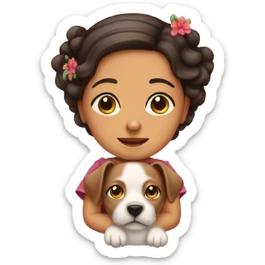 Mexican lady a dog and cat like a baby sticker