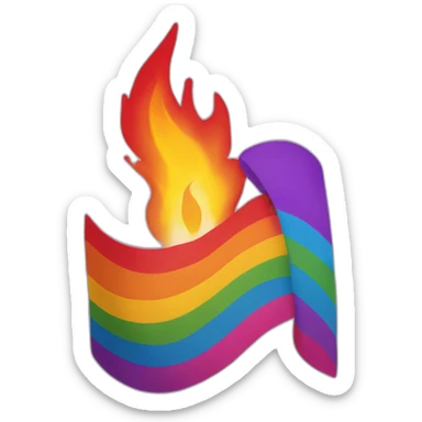lgbt flag with fire sticker