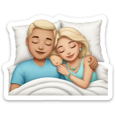 smiling couple with jewelry and napping sticker