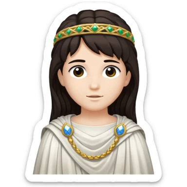 Libera from Roman Deities with long dark brown hair, black sequin toga sticker
