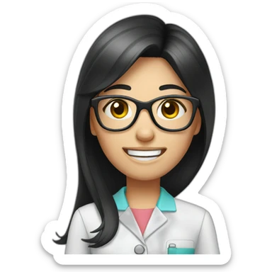 Dentist-girl-eyesmile-glasses-black middle straight hair sticker