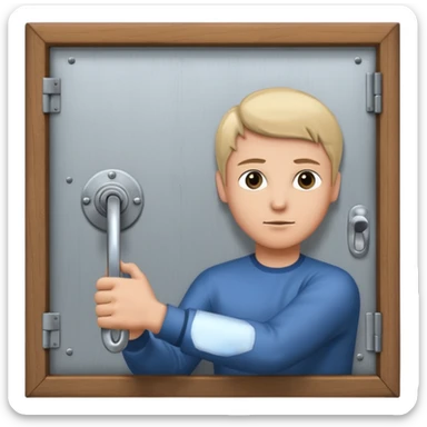 Someone locking a door sticker