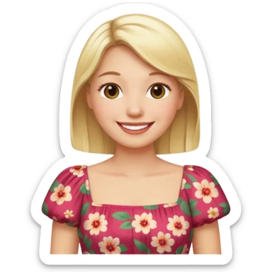 Blonde woman wearing floral dress sticker