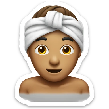 Cute emoji with towel on the head sticker