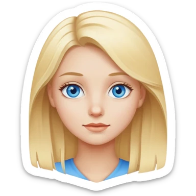 Blonde girl with blue eye sticker