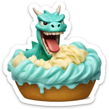 Drago con un gelato in testa sticker