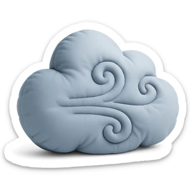 windy cloud with swirling wind lines, soft plush cushion style sticker